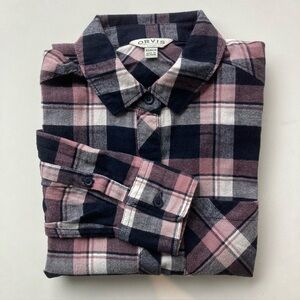 Orvis Womens Purple Plaid Flannel Button Up Shirt Size XS
